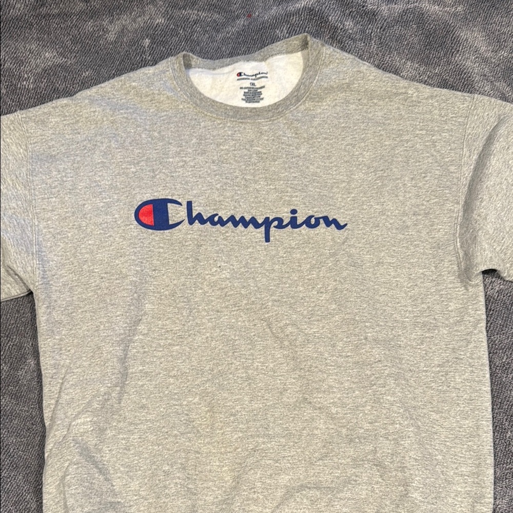 Champion Gray Short Sleeve Tee with Iconic Logo